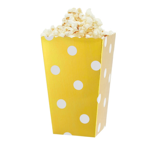 Pudełka na popcorn GROSZKI, złote, 4szt.