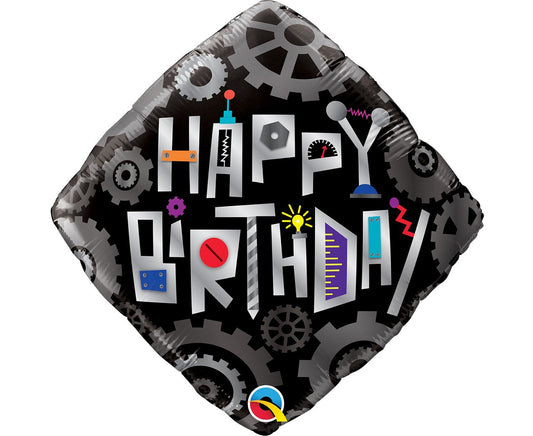 Balon foliowy 18 cali QL Birthday Robot
