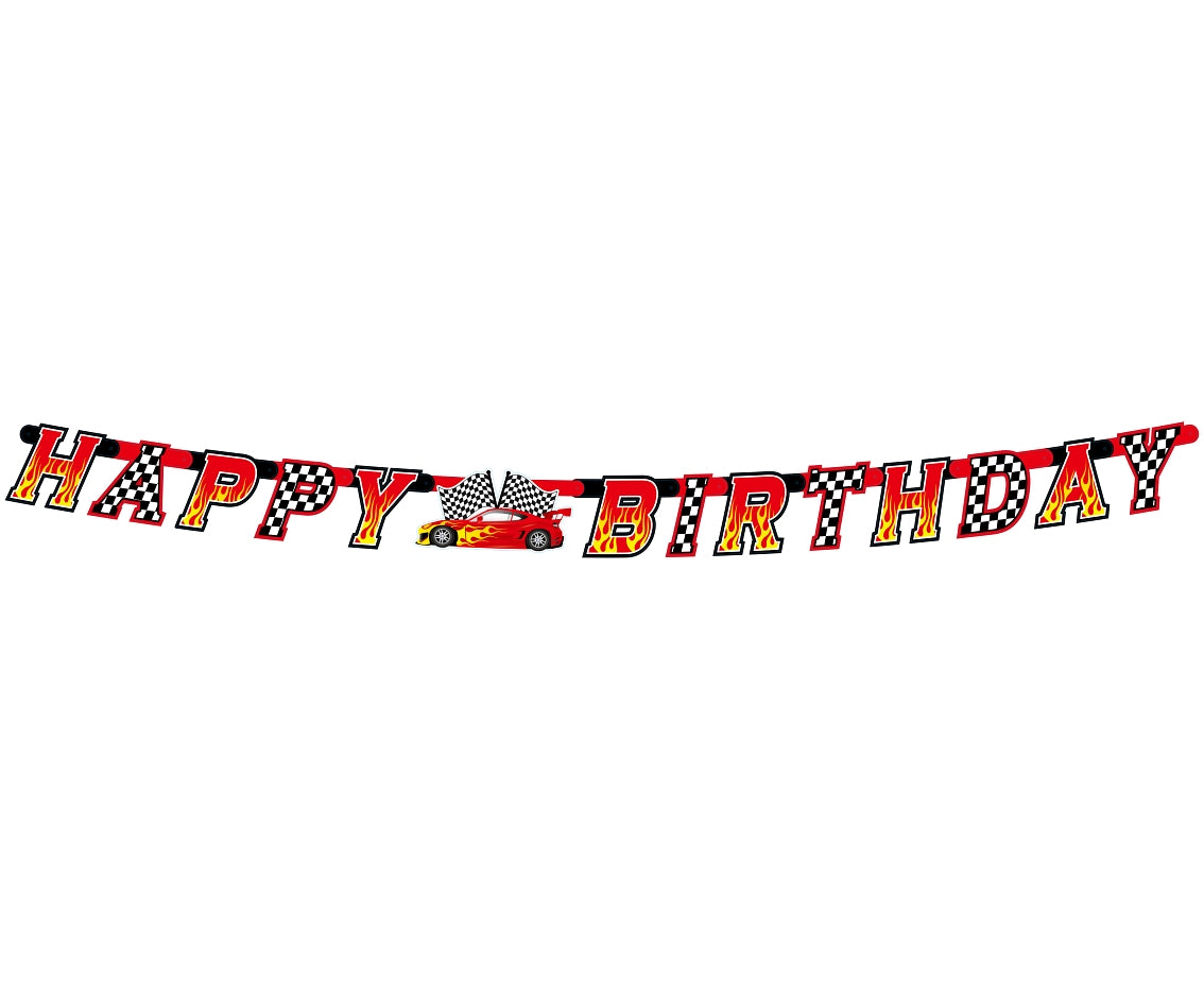 Girlanda papierowa Wyścigi Happy Birthday, dł. 220 cm