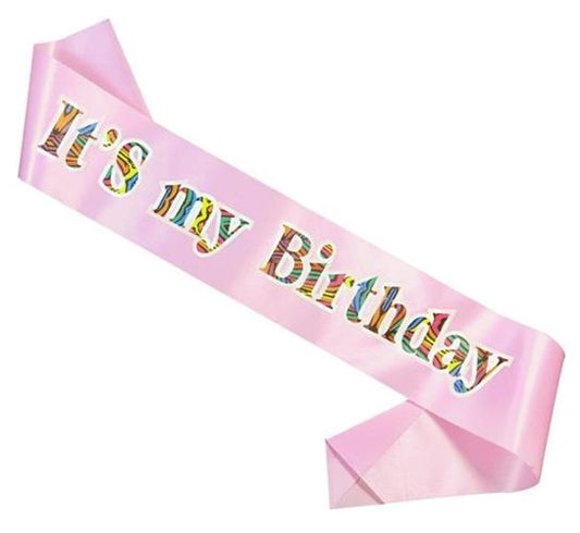 Szarfa jasnoróżowa "it's my birthday"