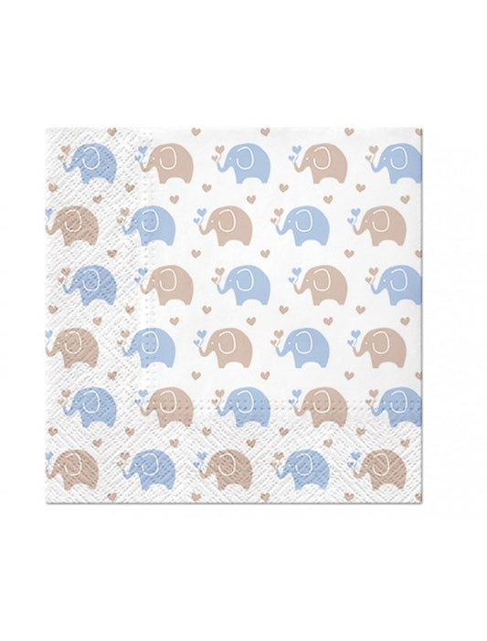 Serwetki PAW wzorzyste Baby Elephants (blue) 33x33 cm / 20 szt.