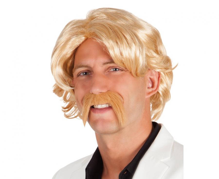 Peruka CHUCK z wąsem, blond