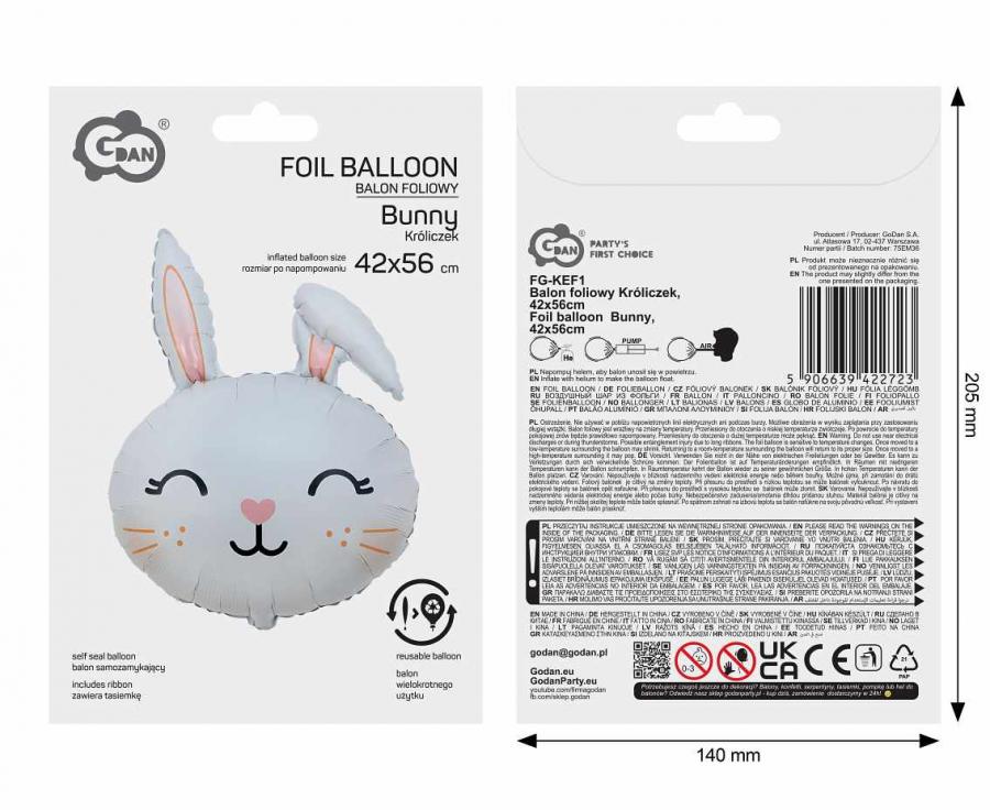 Balon foliowy Króliczek, 42x56cm