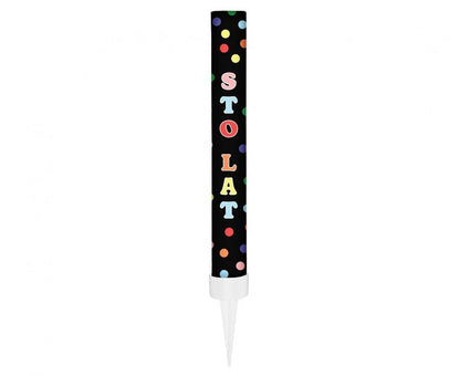 Fontanna tortowa „Sto Lat” czarna – 12 cm, 1 szt.