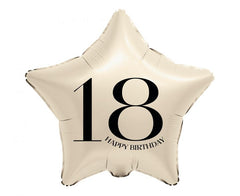 Urodzinowy balon foliowy gwiazda z cyfrą „18” kremowy, 44 cm