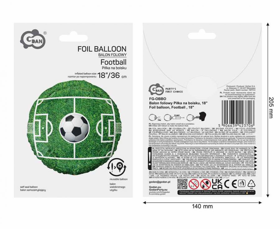 Balon foliowy piłka nożna na boisku – 36 cm