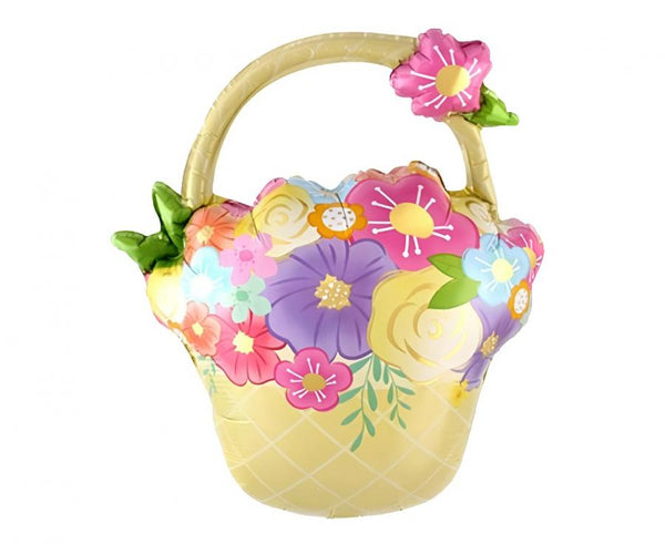 Balon foliowy Kosz z kwiatami, 43x51cm