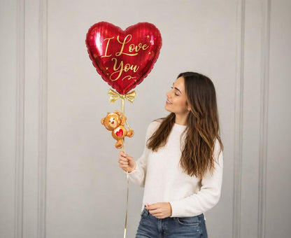 Balon foliowy Serce "Love You", bordowe, 34x57cm