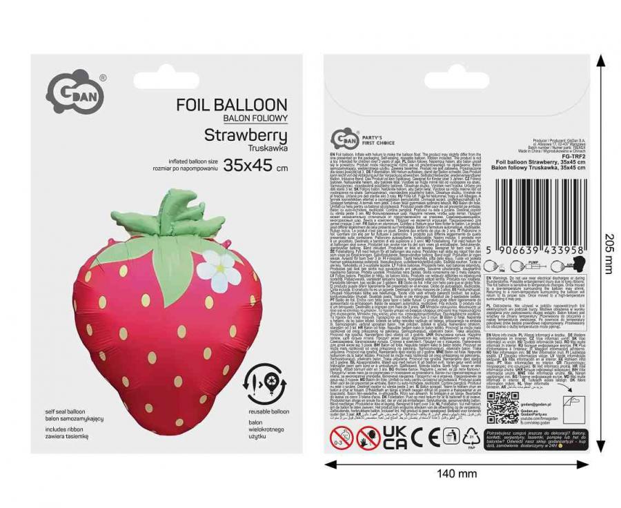 5906639433958Balon foliowy Truskawka, 35x45cm