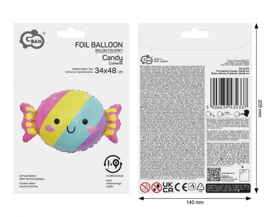 Balon foliowy Cukierek, 34x48cm