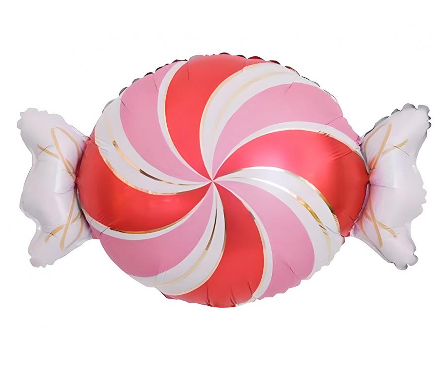 Balon foliowy Cukierek, czerwono-biały, 37x50cm