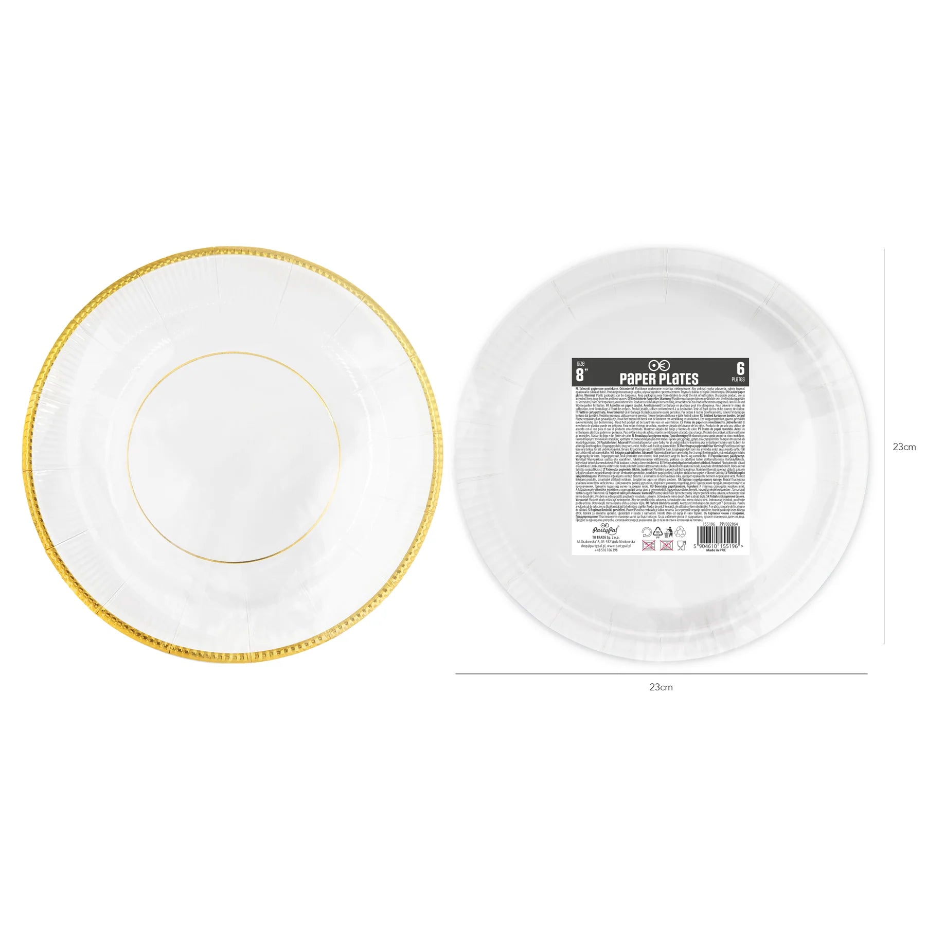 Talerzyki papierowe Elegant Gold 20,5 cm (8”) – 6 szt.
