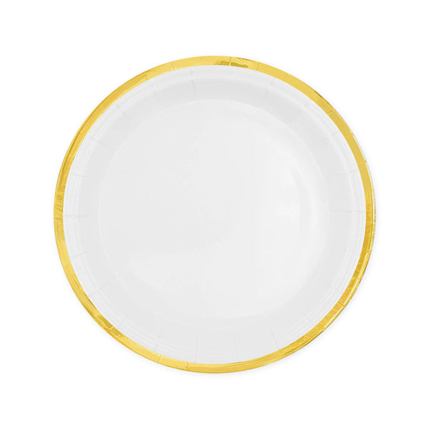 Talerzyki papierowe biało-złote Classic Gold 18 cm (7”) – 6 szt.