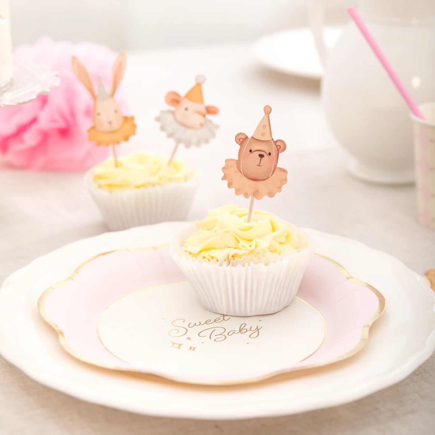 Toppery na tort Baby Królik Miś Myszka 6 szt.
