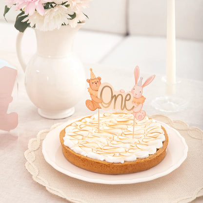 Topper na tort „One” Miś Królik Baby 1 szt. – dekoracja na roczek