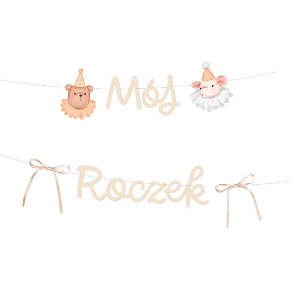 Baner „Mój Roczek” – dekoracja na pierwsze urodziny 135x22 cm