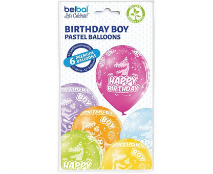 Balony lateksowe 12 cali Belbal dinozaury dla chłopca 6 szt.
