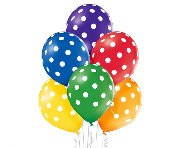 Balony lateksowe 12 cali Belbal polka dots mix 6 szt. – pastelowe balony w groszki