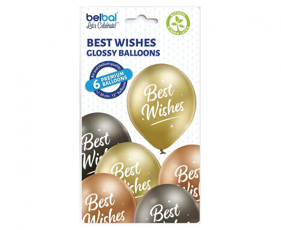 Balony lateksowe 12 cali Belbal "Best Wishes" 6 szt.