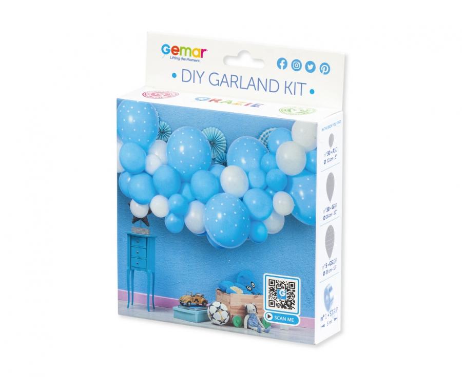Girlanda balonowa DIY Baby Blue, 65 szt.