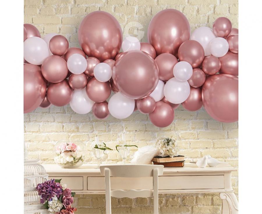 Girlanda balonowa DIY Różowo-złota, 65 szt.