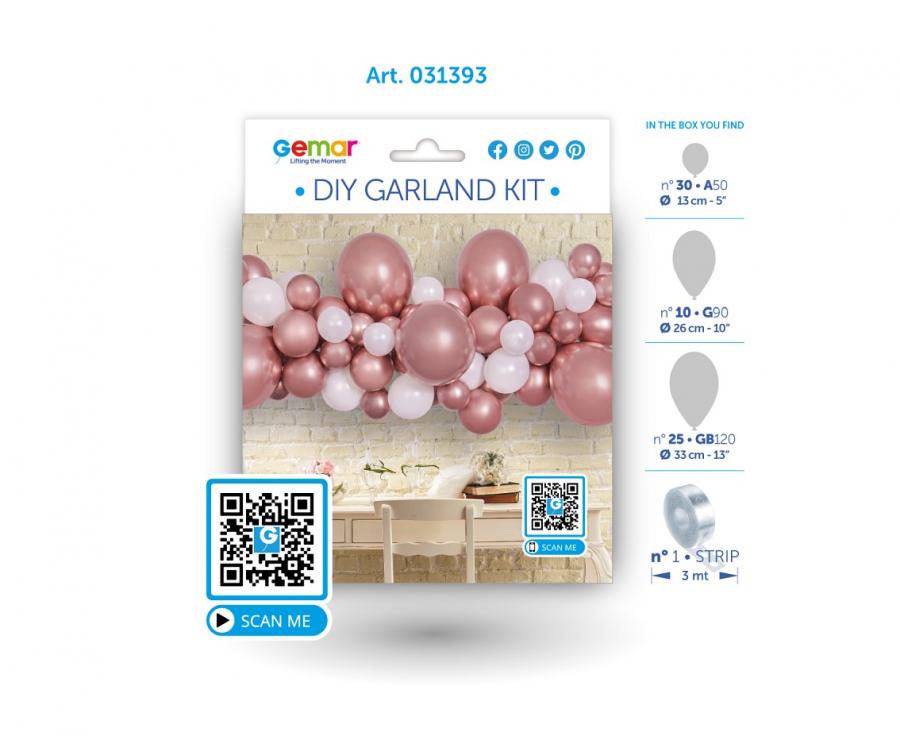 Girlanda balonowa DIY Różowo-złota, 65 szt.