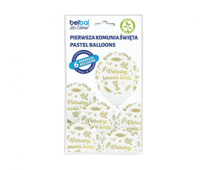 Balony lateksowe 12 cali Belbal Pierwsza Komunia Święta 6 szt.