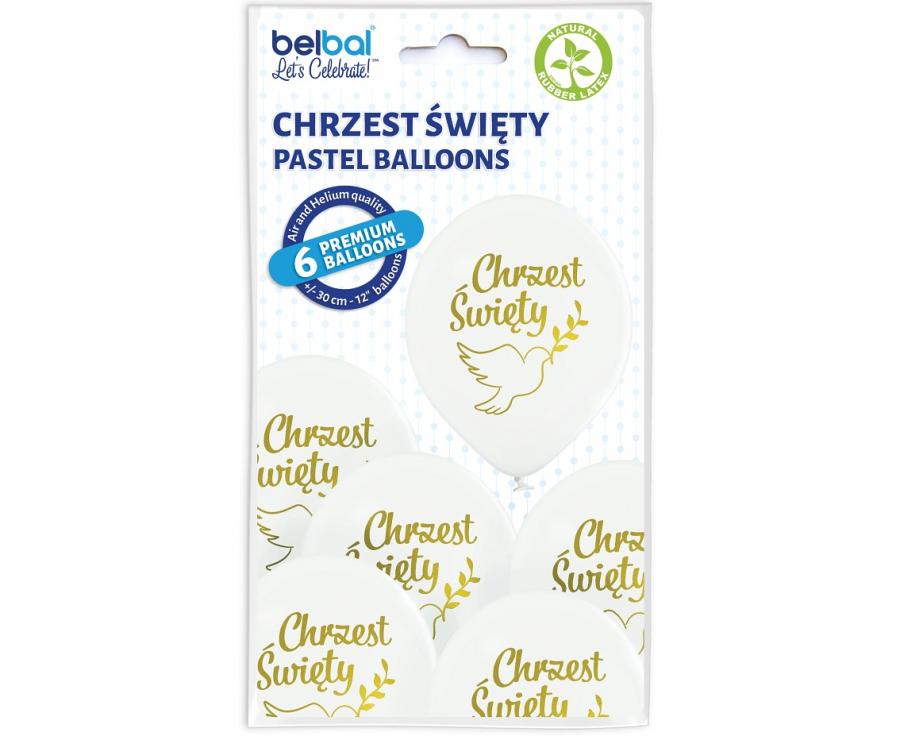 Balony lateksowe 12 cali Belbal Chrzest Święty 6 szt.