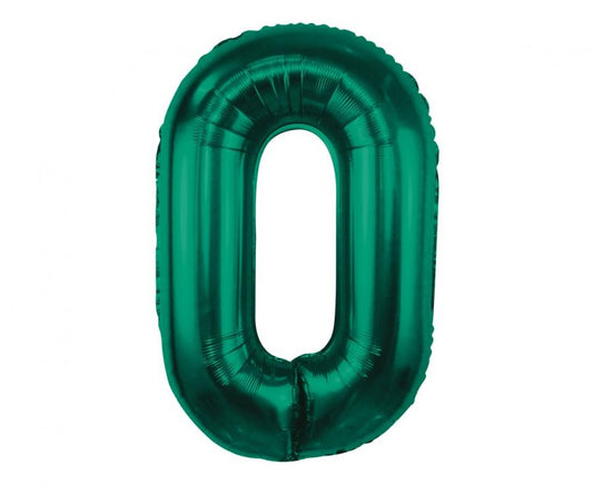 Balon foliowy B&C, cyfra 0, zieleń butelkowa, 85 cm
