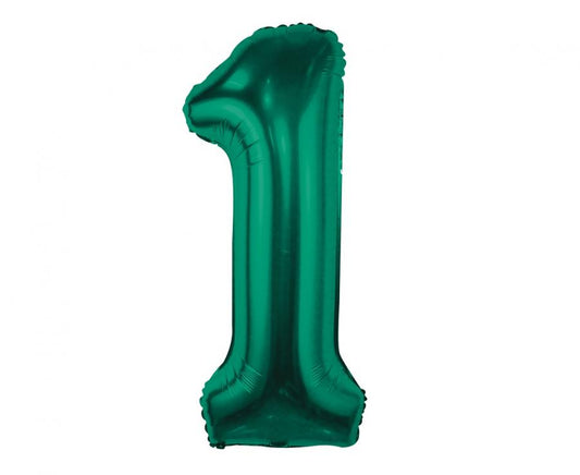 Balon foliowy B&C, cyfra 1, zieleń butelkowa, 85 cm