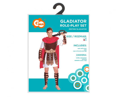 Zestaw dla dorosłych Gladiator (tunika z pancerzem, peleryna, nakładki na ręce i nogi), rozm. 52, 56