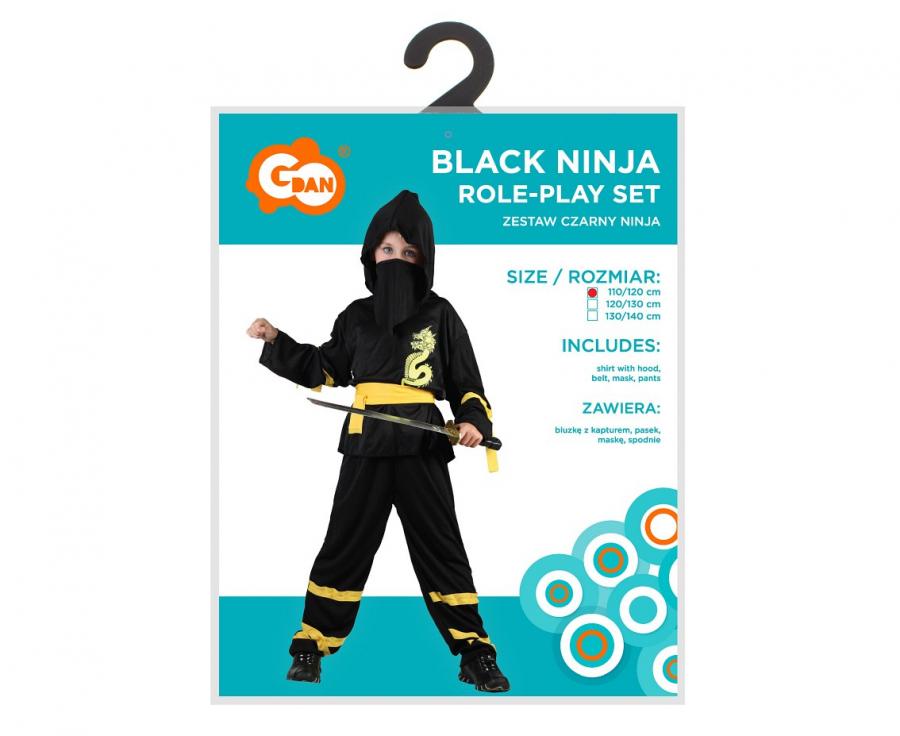 Strój Czarny Ninja 110/120 cm – dla małego wojownika!