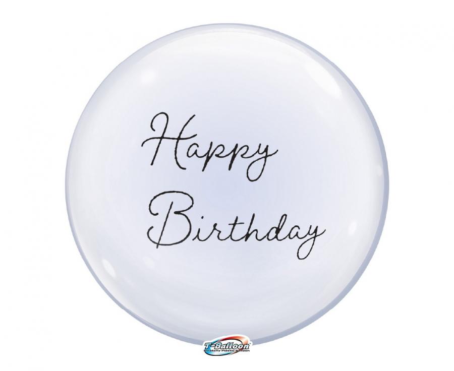 Balon Takara Bubble Balloon - Happy Birthday (kaligrafowane), 330 mm/ 1 szt.