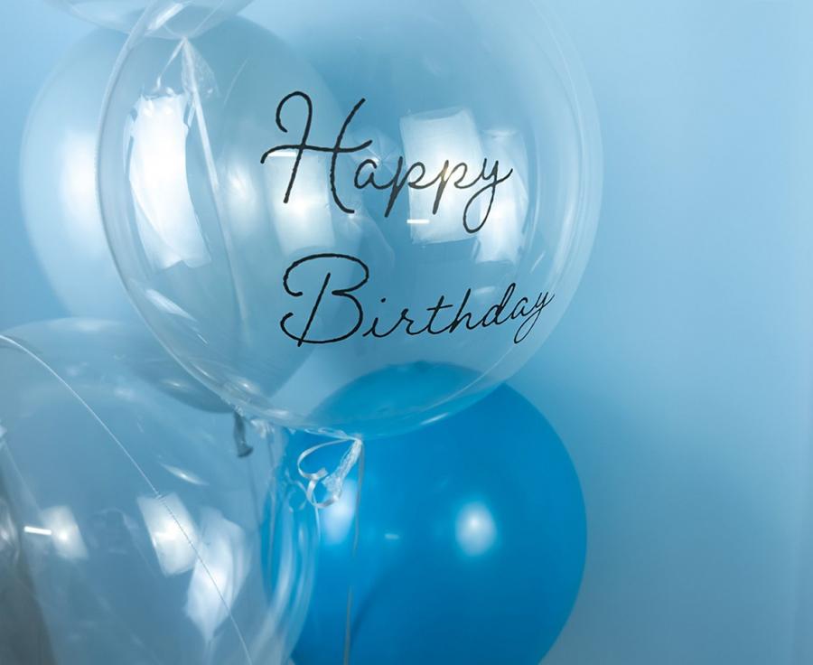 Balon Takara Bubble Balloon - Happy Birthday (kaligrafowane), 330 mm/ 1 szt.