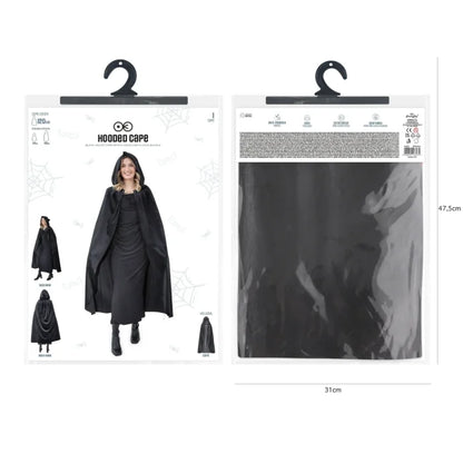 Aksamitna peleryna z kapturem – czarna (3 długości: 80 cm / 120 cm / 140 cm) - Costumes