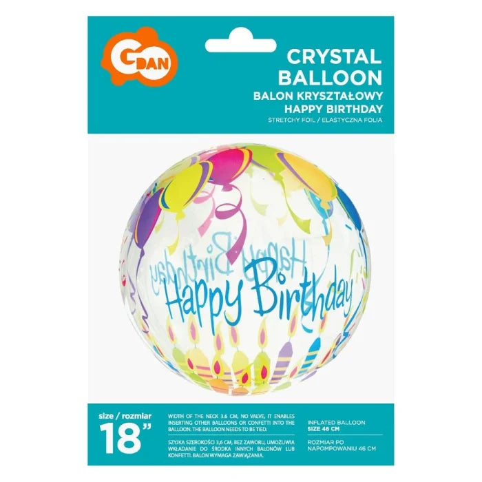 Balon Aqua - kryształowy URODZINOWY - 18 cali