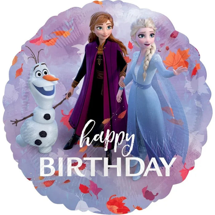 Balon foliowy 18 cali Frozen 2 Happy Birthday, zapakowany