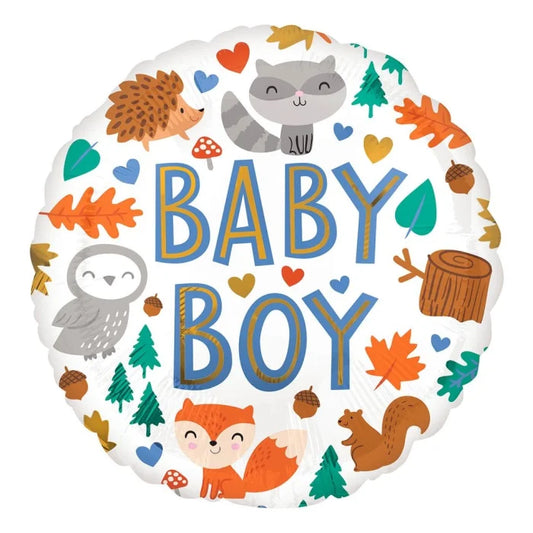 Balon foliowy 18 cali - ok. 46 cm Baby Boy Woodland Fun, zapakowany