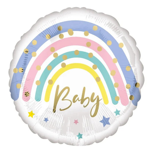 Balon foliowy 18 cali Pastel Rainbow Baby, zapakowany