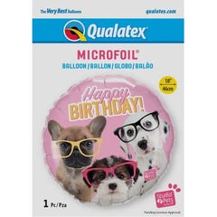 Balon foliowy 18 cali QL Birthday Puppies with Eyeglasses