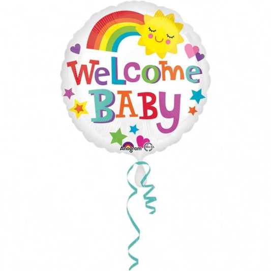 Balon foliowy 18 cali "Welcome Baby Bright & Bold" okrągły, 43cm, zapakowany