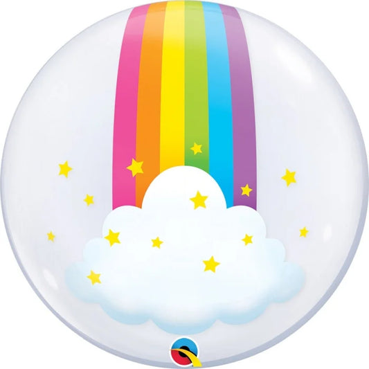 Balon foliowy 24 cali QL Bubble Deco Tęczowa chmurka