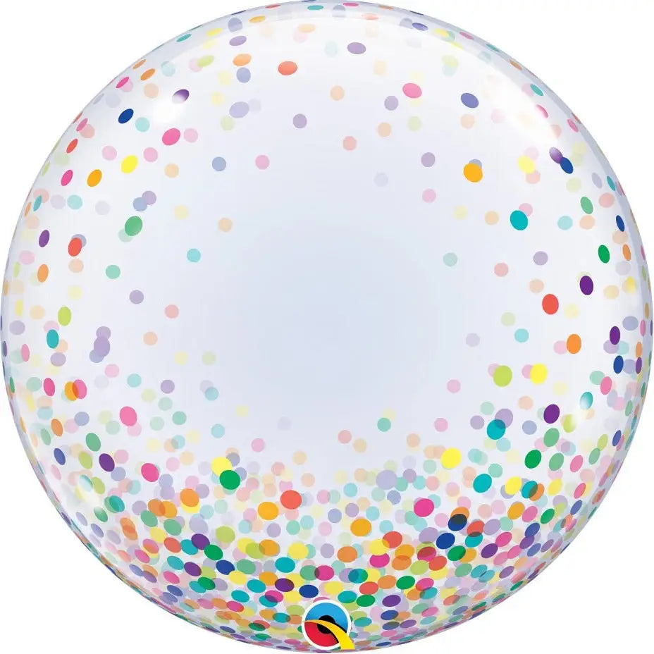 Balon foliowy 24 cali, QL Deco Bubble, kolorowe grochy