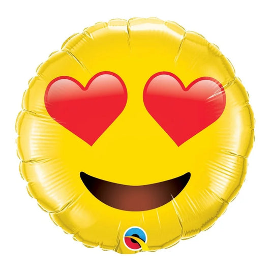 Balon foliowy 28" QL SHP SMILEY FACE WITH HEART EYES