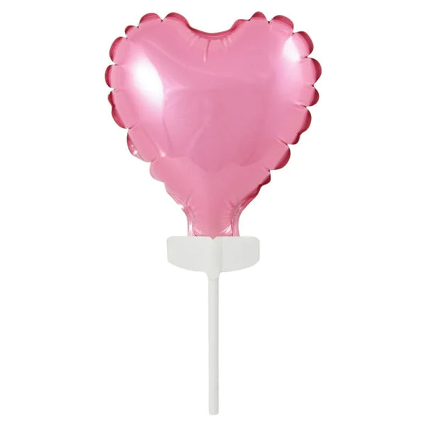 Balon foliowy 8 cm serce na patyczku, różowe