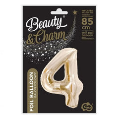 Balon foliowy B&C, cyfra 4, szampańska, 85 cm