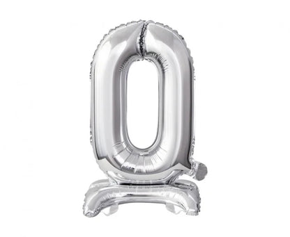 Balon foliowy Beauty&Charm Cyfra „0” Stojący srebrny