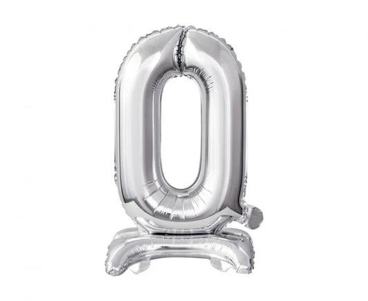 Balon foliowy Beauty&Charm Cyfra „0” Stojący srebrny