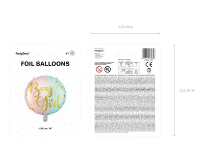 Balon Foliowy „Boy or Girl” – Mix Kolorów 35 cm