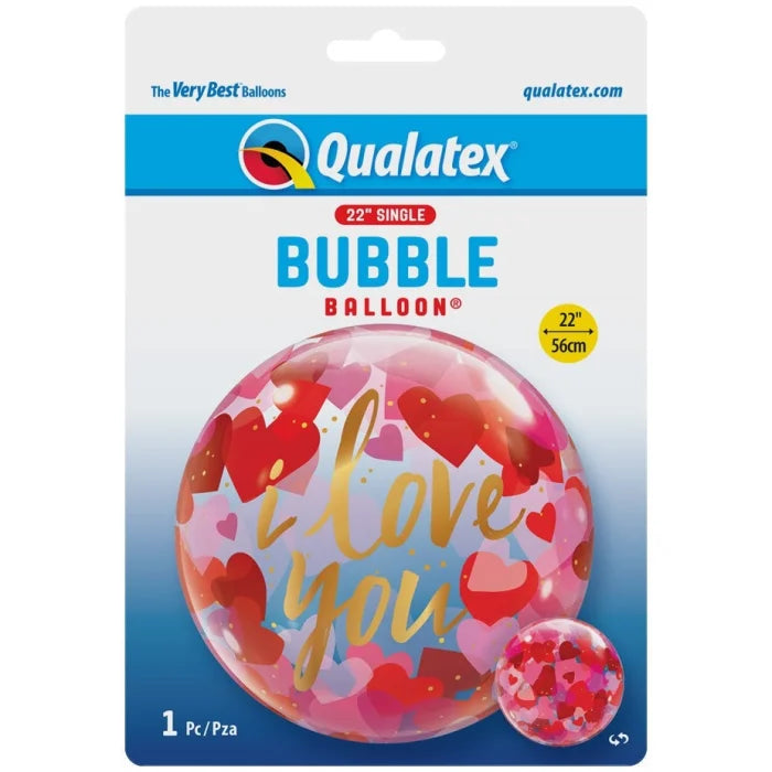 Balon foliowy Bubble Poj."I Love You Paper Hearts" 22" QL